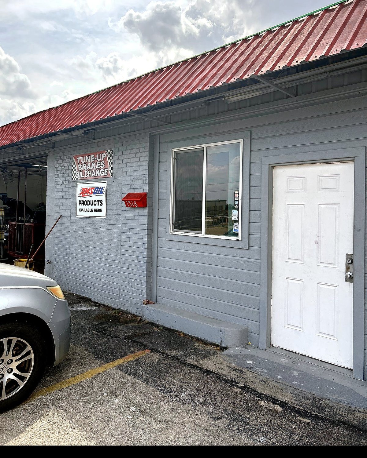 The front office, with the Amsoil sign by the door
